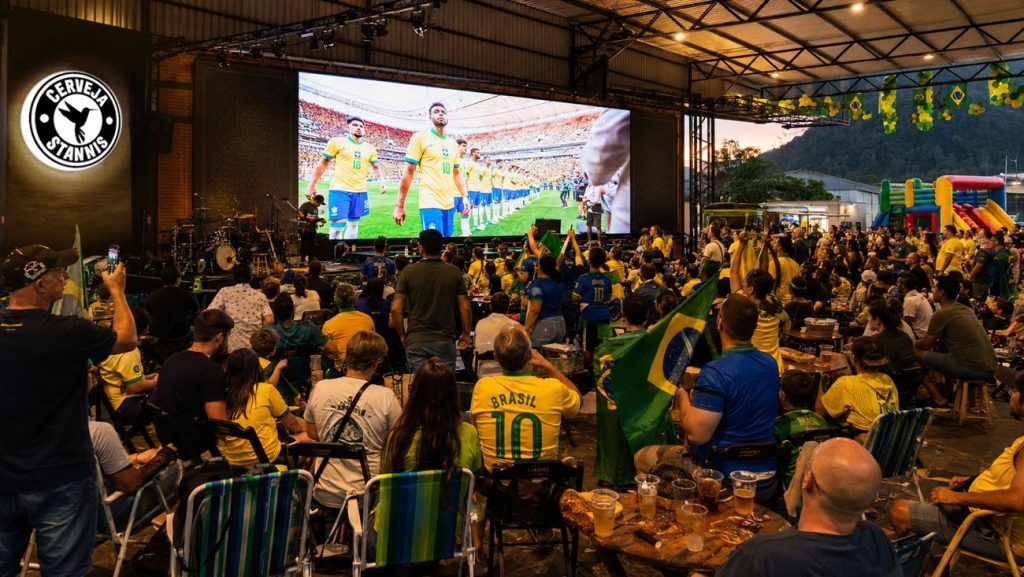 Maior telão de Jaraguá do Sul: estréia do Brasil na Copa terá banda ao vivo, happy hour, estrutura cobertura e telão de 10 metros